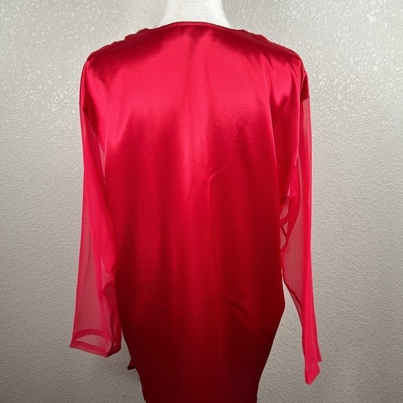 Victoria's Secret Vintage Gold Label Red Satin Button Down Pajama Dress Size M/L - Picture 6 of 9